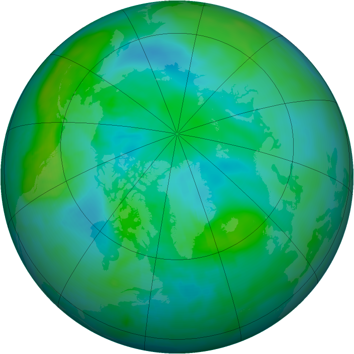 Arctic ozone map for 25 August 2008
